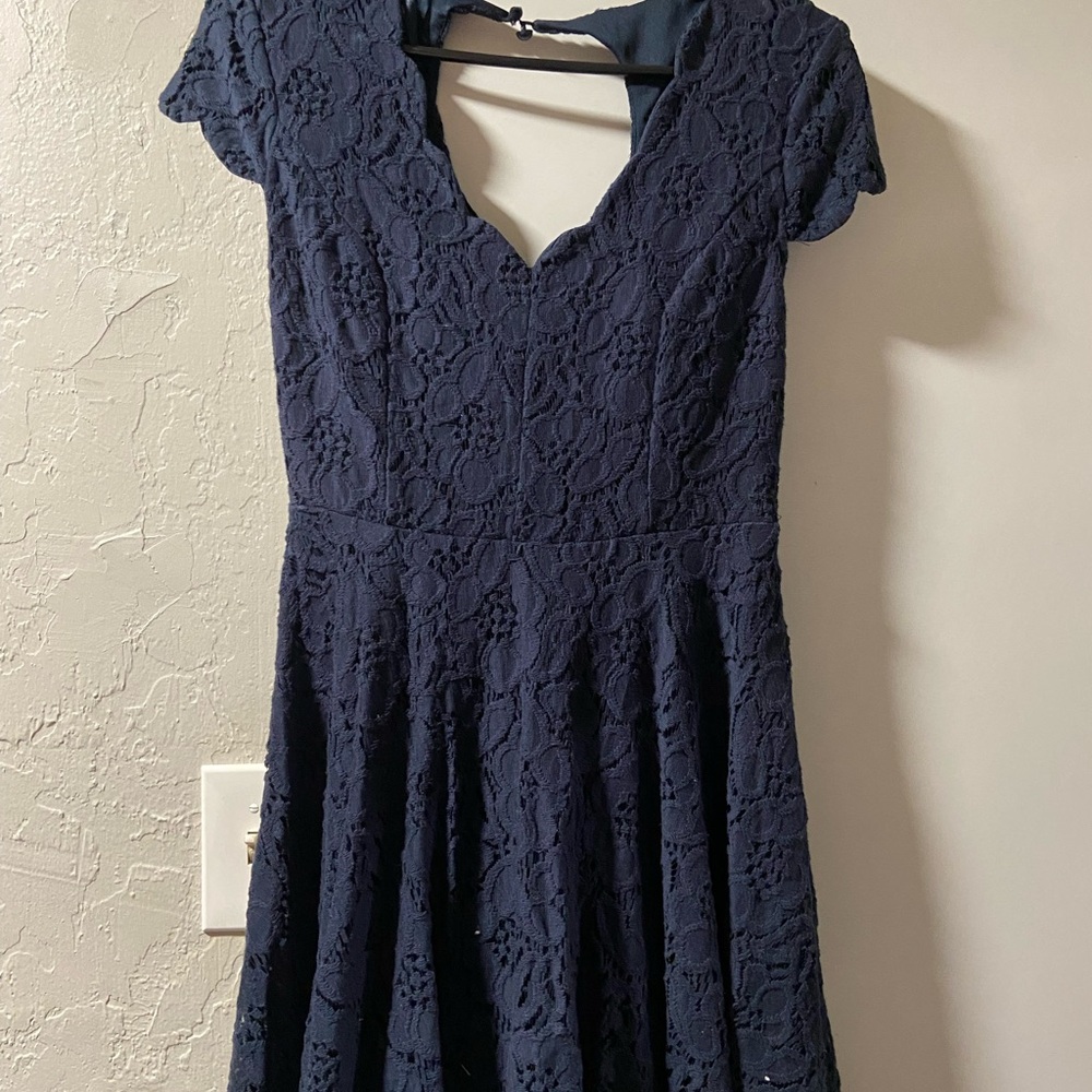 Elegant Navy Lace Dress